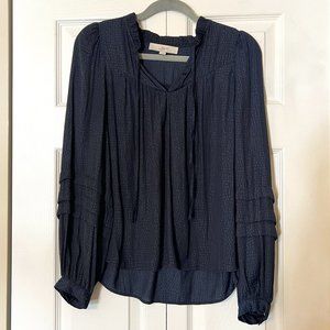 Loft Navy Print Silky Shirt
